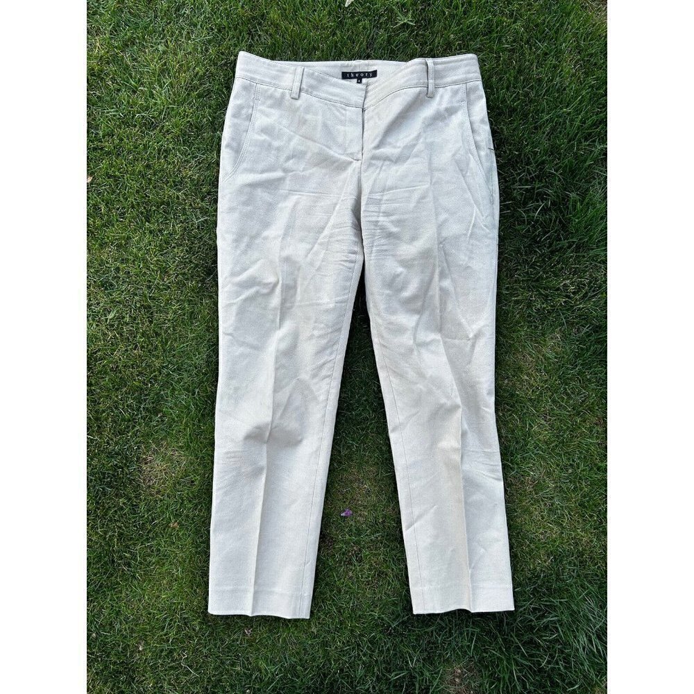 Theory Womens Tan Size 6 Pant  Straight Leg Office EUC
